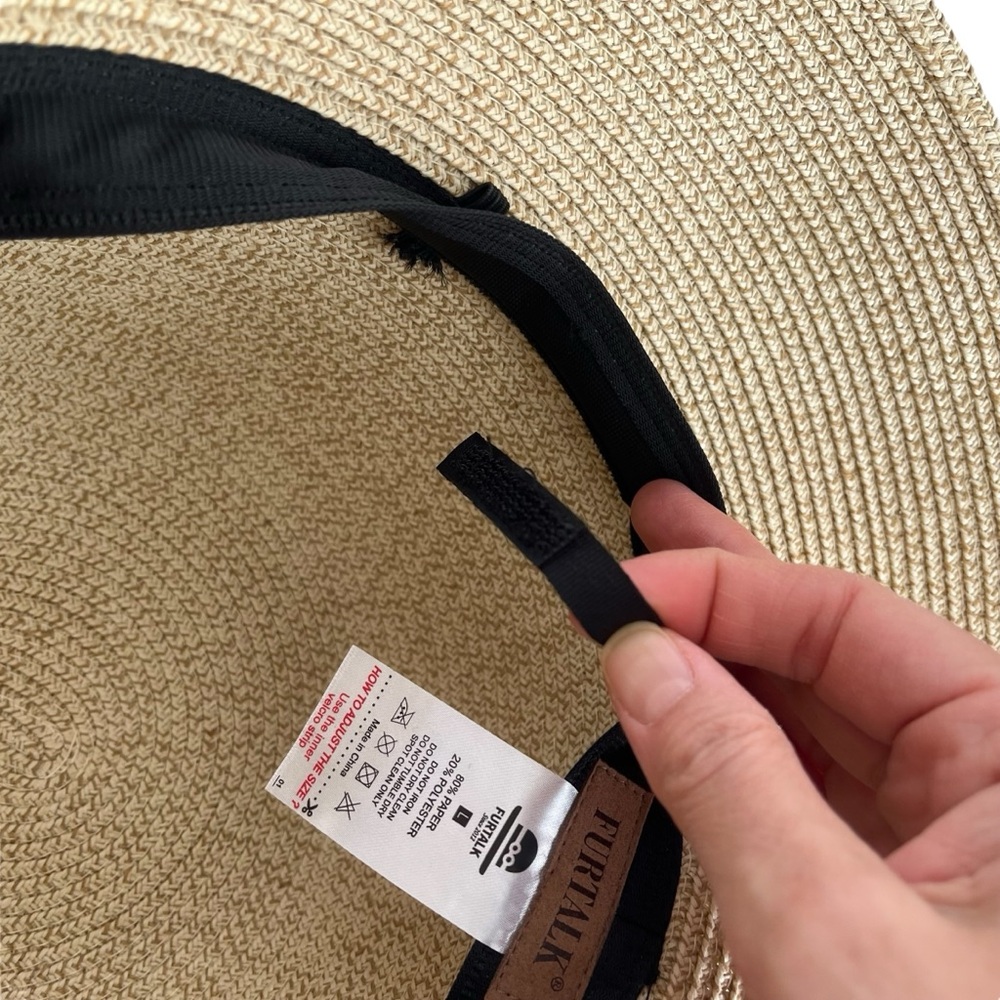 NWT Woven sunhat with ivory ribbon 3.5 inch brim size L - Picture 13 of 14